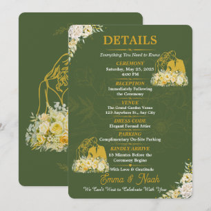 Elegant Olive Botanical Engagement Details Card