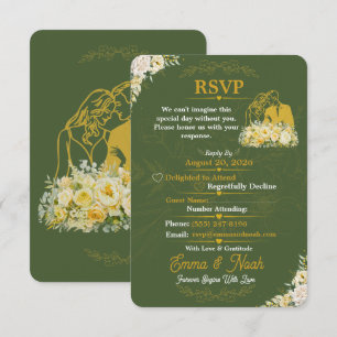 Elegant Olive Botanical Engagement RSVP Card
