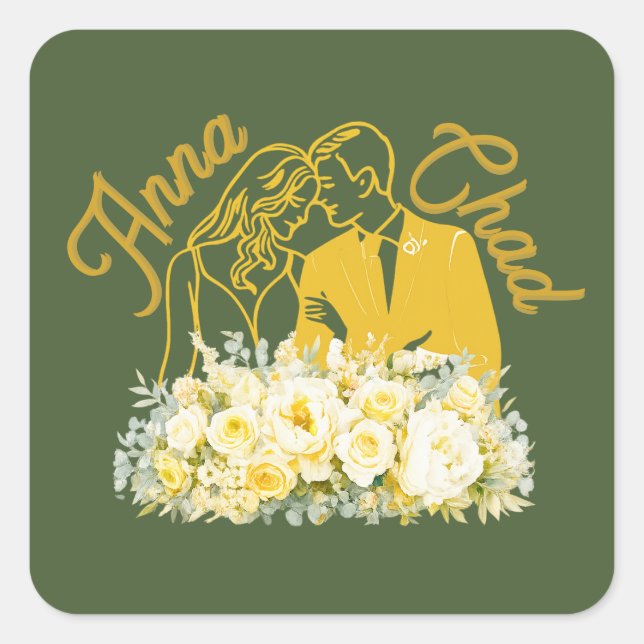Elegant Olive Botanical Engagement Seal Sticker (Front)