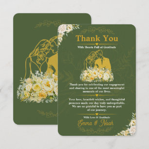 Elegant Olive Botanical Engagement Thank You Card
