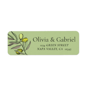 Elegant olive. Botanical green wedding address