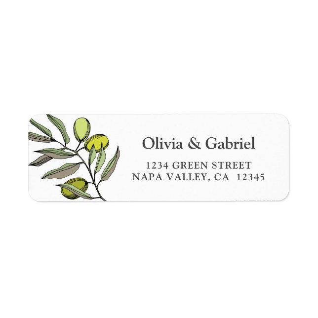 Elegant olive. Botanical simple wedding address (Front)