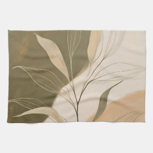 Elegant Olive Branch Abstract Tea Towel