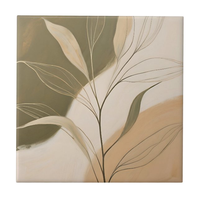 Elegant Olive Branch Abstract Tile (Front)