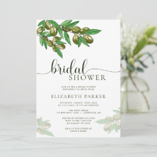 Elegant olive branch bridal shower invitation