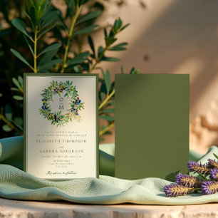 Elegant Olive Branch Mediterranean Wedding Invitation
