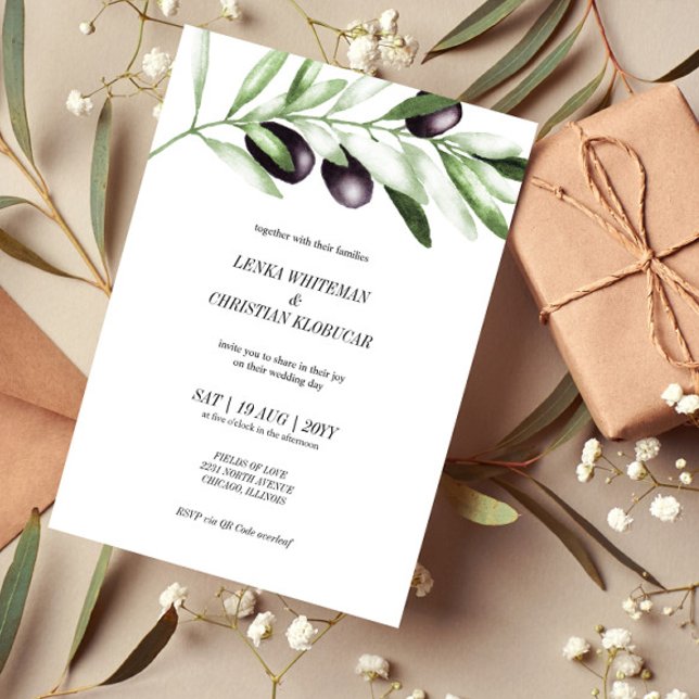 Elegant Olive Branch  Wedding Invitation (Creator Uploaded)