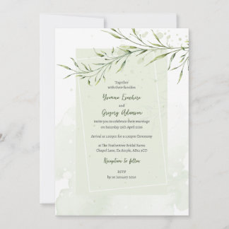 Elegant Olive Branch Wedding Invitation