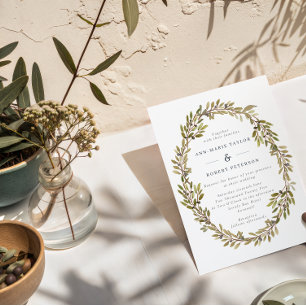 Elegant Olive Branches Wedding Invitation