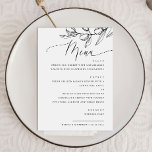 Elegant olive. Delicate botanical Italian wedding  Menu<br><div class="desc">Black and white delicate botanical Italian wedding menu with elegant script and olive branch. Suitable for birthday,  anniversary and any other party. Please contact me if you need additional items.</div>