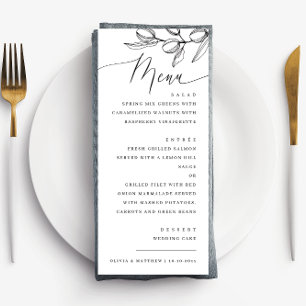 Elegant olive. Delicate botanical Italian wedding  Menu