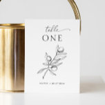 Elegant olive. Delicate botanical Italian wedding Table Number<br><div class="desc">Black and white delicate botanical Italian wedding Table Number with elegant olive branch.</div>