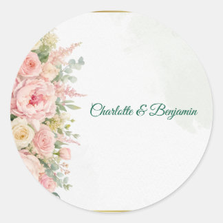 Elegant Olive Floral Wedding Favour Sticker