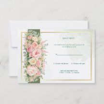 Elegant Olive Floral Wedding RSVP Card