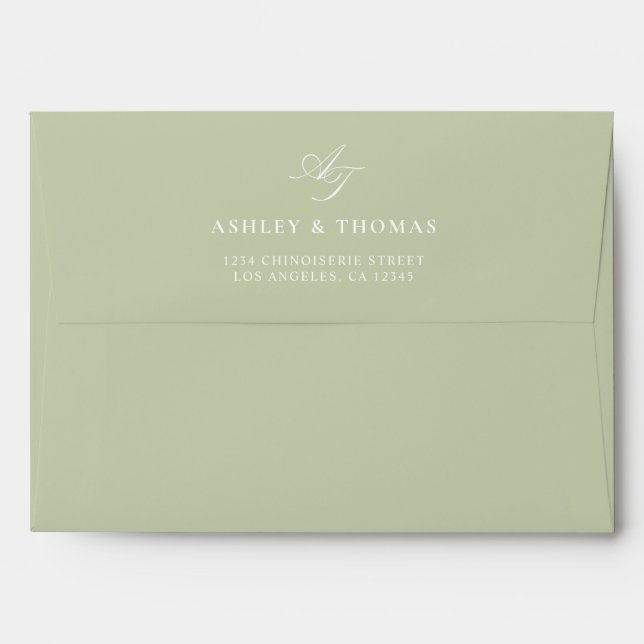 Elegant Olive Green & Blue Envelope (Back (Top Flap))