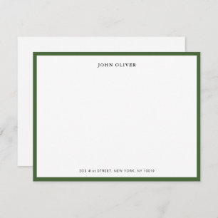 Elegant Olive Green border flat Thank You Card