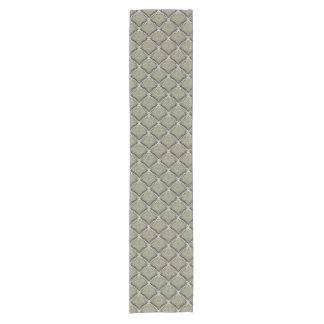 Elegant Olive Green Botanical Fan Pattern Neutral  Short Table Runner
