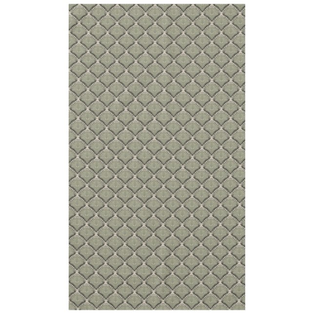 Elegant Olive Green Botanical Fan Pattern Neutral  Tablecloth (Front)