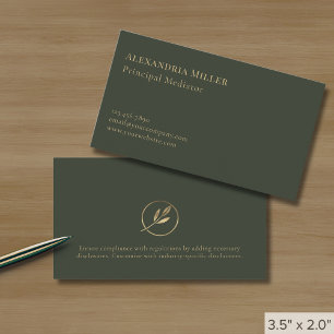 Elegant Olive Green Business Card