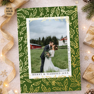 Elegant Olive Green First Christmas Married Photo