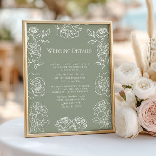 Elegant Olive Green French Roses Wedding Details