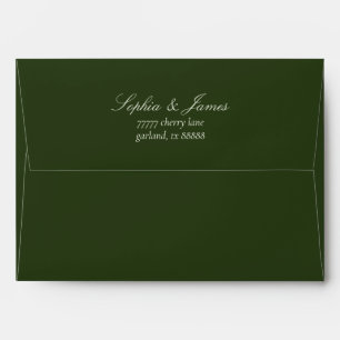 Elegant Olive Green Ivory Wedding Return Address Envelope