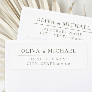 Elegant Olive Green Minimalist Return Address 