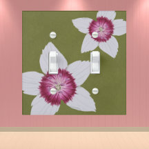 Elegant Olive Green Modern Clematis Hand-Drawn
