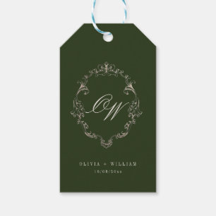 Elegant Olive Green Monogram Wedding Gift Tags