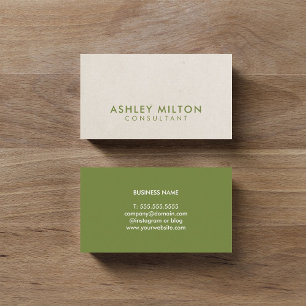 Elegant Olive Green PRINTED Kraft Consultant Business Card