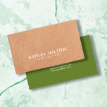 Elegant Olive Green PRINTED Kraft Consultant Business Card<br><div class="desc">Modern simple business card template with PRINTED kraft paper and OLIVE green background. Elegant and cool design. Perfect for consultant,  design/fashion or beauty related professionals.</div>