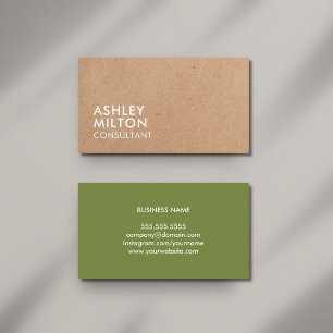 Elegant Olive Green PRINTED Kraft Consultant Business Card