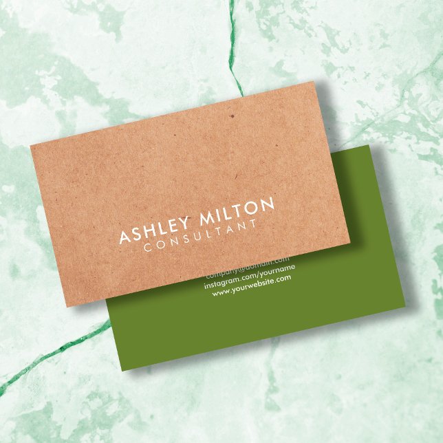Elegant Olive Green PRINTED Kraft Consultant Business Card (Creator Uploaded)