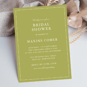 Elegant Olive Green Script Bridal Shower Invitation