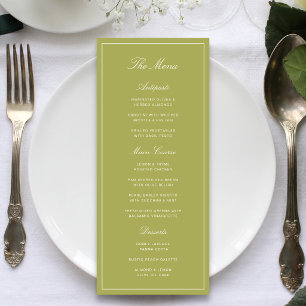 Elegant Olive Green Script Wedding Menu