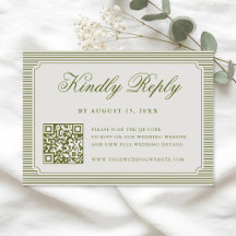 Elegant Olive Green Striped QR Code Wedding
