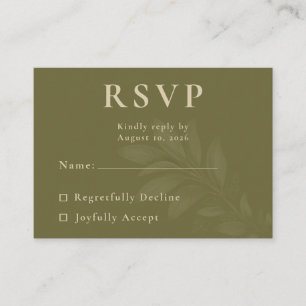Elegant Olive Green Tulip Wedding RSVP Card