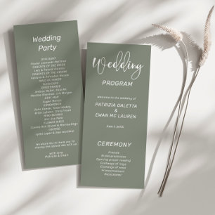 Elegant Olive Green Wedding Flat Programme