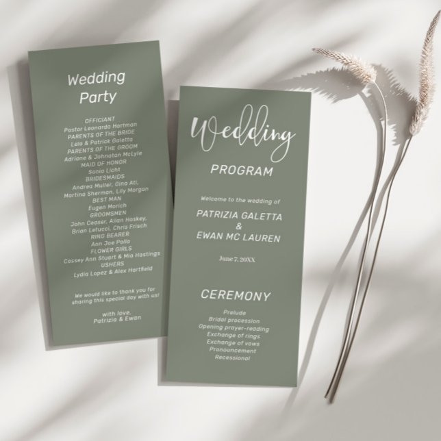 Elegant Olive Green Wedding Flat Programme (Creator Uploaded)