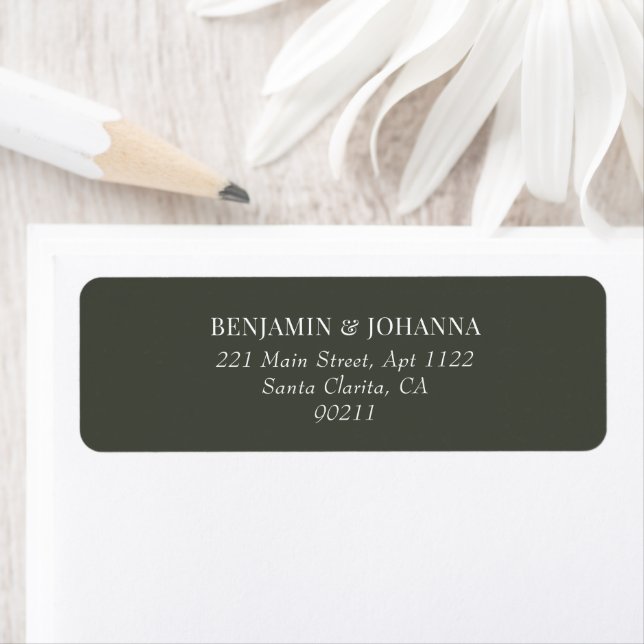 Elegant Olive Green Wedding Return Address (Insitu)
