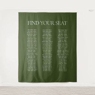 Elegant Olive Green Wedding Seating Chart Fabric Tapestry
