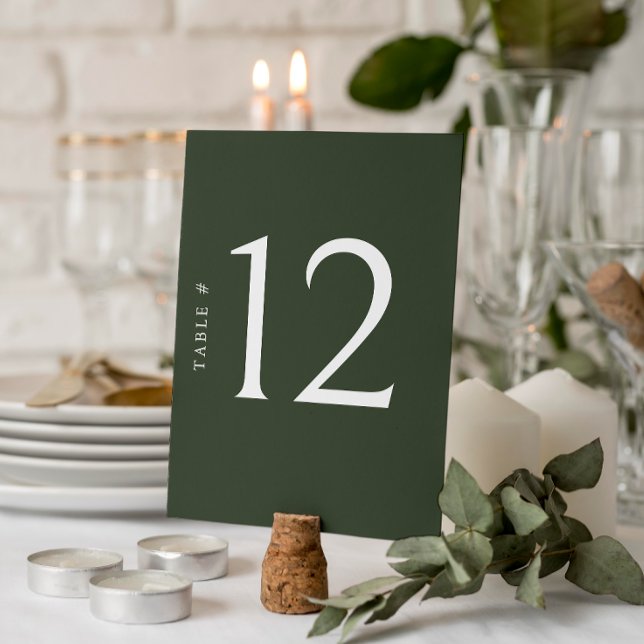 Elegant Olive Green Wedding Table Number Card (Add a touch of charm to your special day with our exquisite wedding table number cards.)