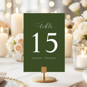 Elegant Olive Green Wedding Table Number Cards