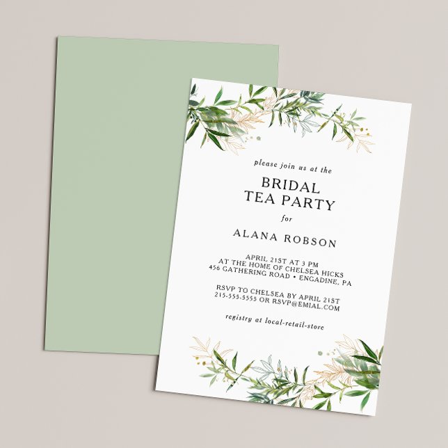 Elegant Olive Greenery Bridal Tea Party Invitation (Creator Uploaded)