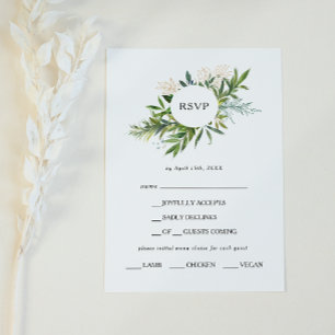 Elegant Olive Greenery Menu Choice RSVP Card