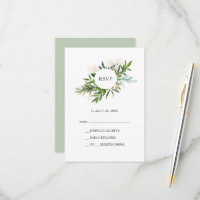 Elegant Olive Greenery RSVP Card