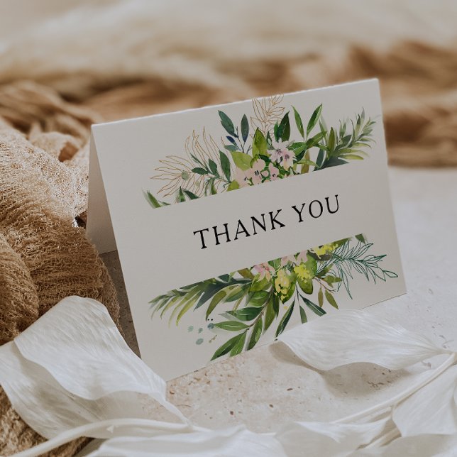 Elegant Olive Greenery Thank You Card (Creator Uploaded)