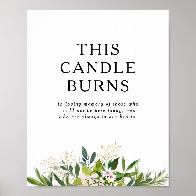 Elegant Olive Greenery This Candle Burns Wedding Poster (Front)