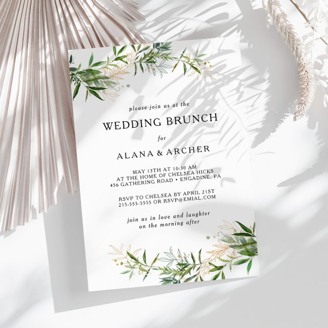 Elegant Olive Greenery Wedding Brunch Invitation (Creator Uploaded)