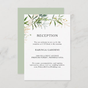 Elegant Olive Greenery Wedding Reception Card